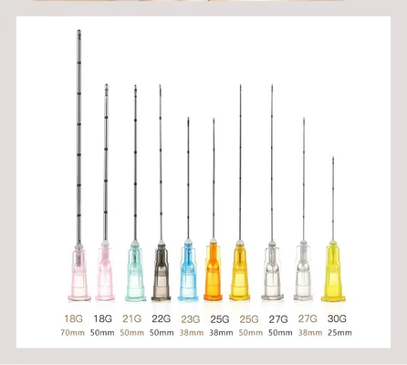 18G 21G 22G 23G 25g 27G 30G 50mm 70mm Aiguille à micro-cannule à pointe contondante pour l'acide hyaluronique injectable