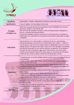 Double Chin Lipolysis Fat Lipolysis Injection la solution lipolytique rouge